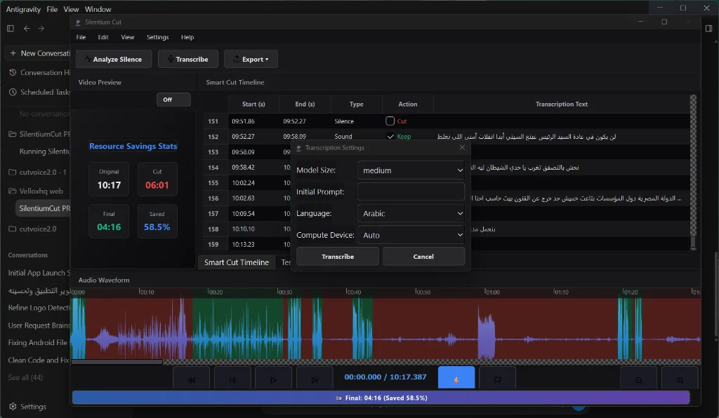 Whisper Transcription Settings